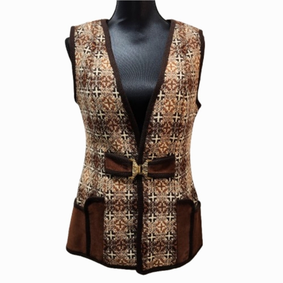 Welsh Sweater Vest GWYDIR GARMENTS Trefriw Woolen Mills Woven Wool VTG (sz16) - Picture 1 of 15